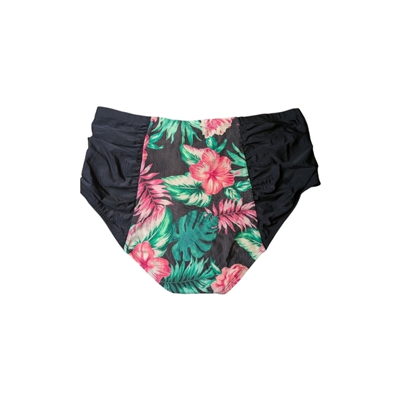 2/$25-Allure Retro Ruched Color Block Bikini Bottoms Size 16/18 - Picture 3 of 5